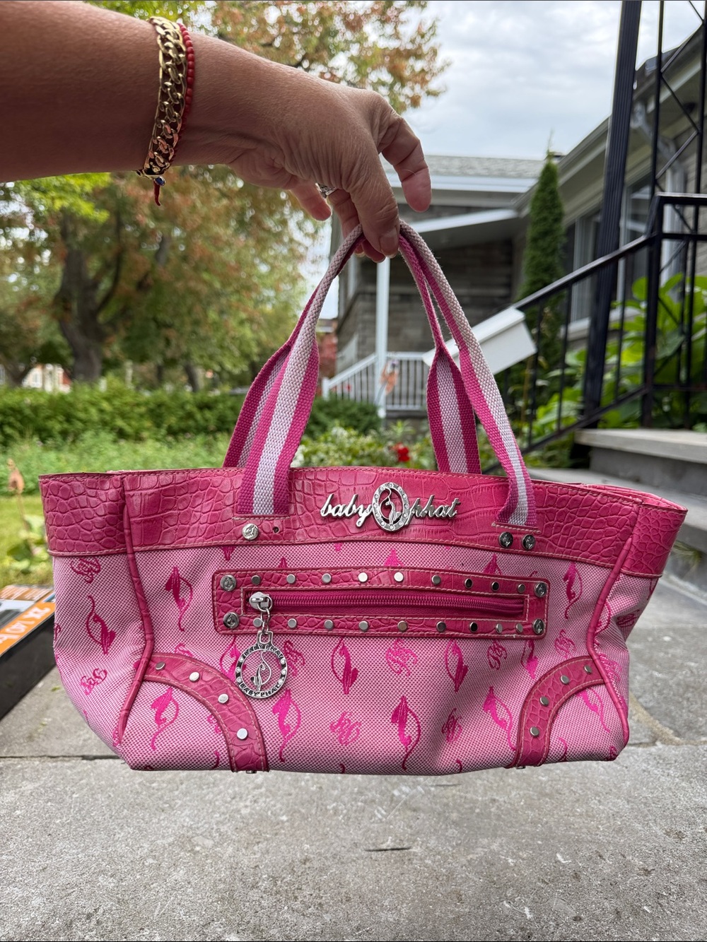 Baby Phat Hot Pink and Light Pink Logo Tote